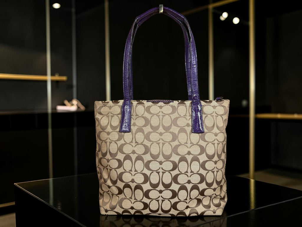 Coach Signature Python Tote – Monogram Canvas with Purple Python Accents