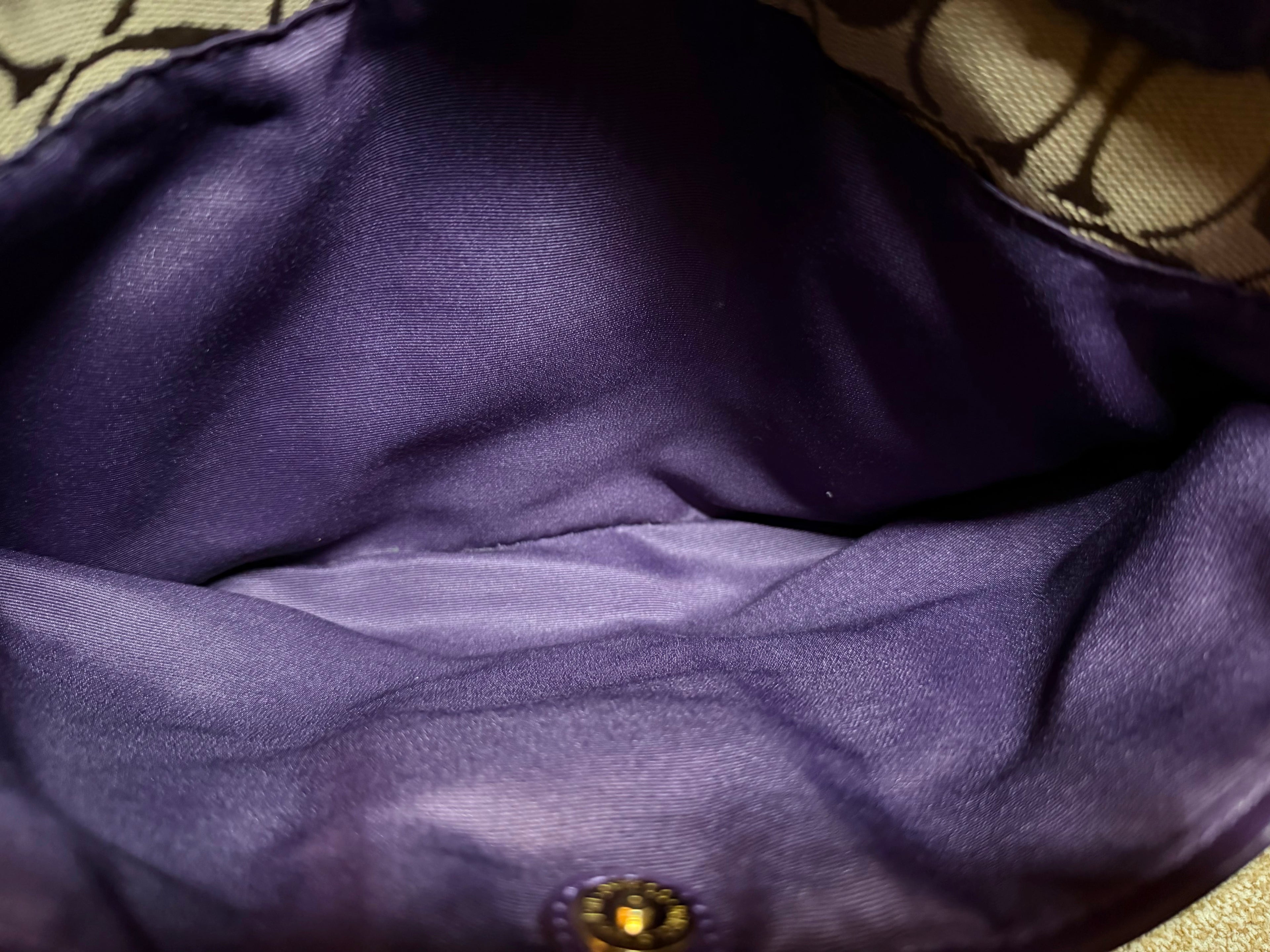 Coach Signature Python Tote – Monogram Canvas with Purple Python Accents