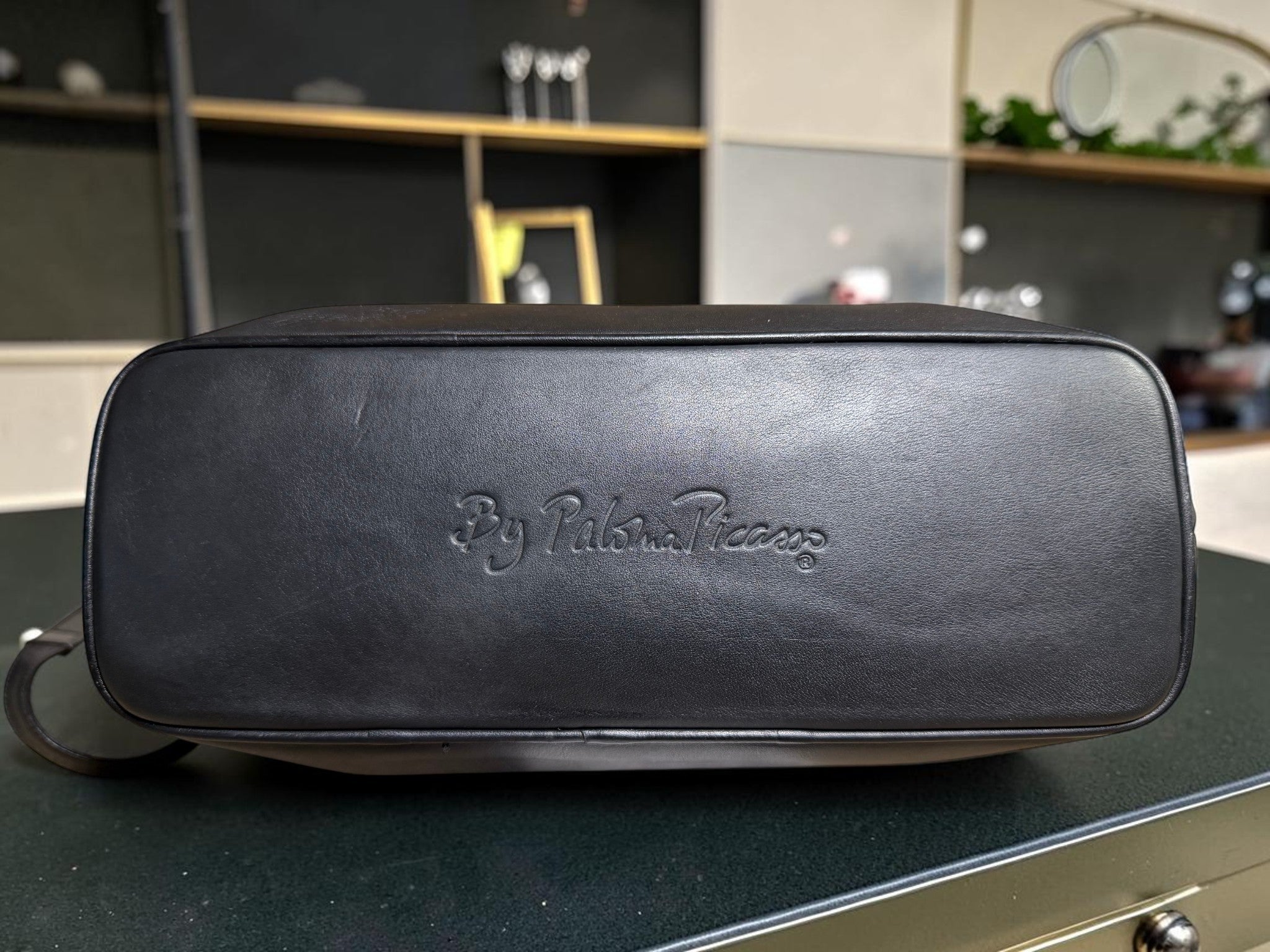 Vintage Paloma Picasso Black Leather Shoulder Bag with Gold "X" Logo (with dustbag and coin purse)