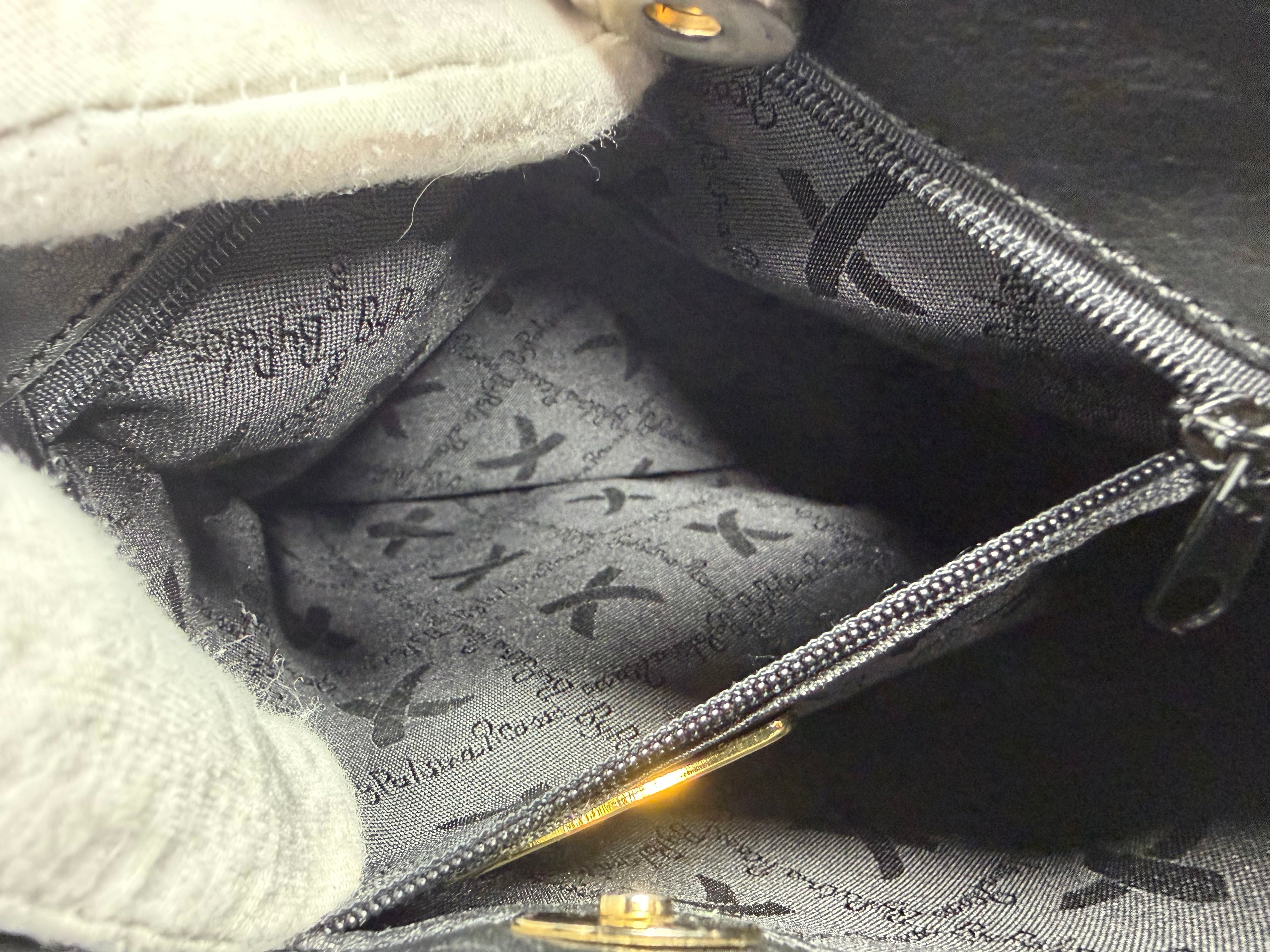 Vintage Paloma Picasso Black Leather Shoulder Bag with Gold "X" Logo (with dustbag and coin purse)