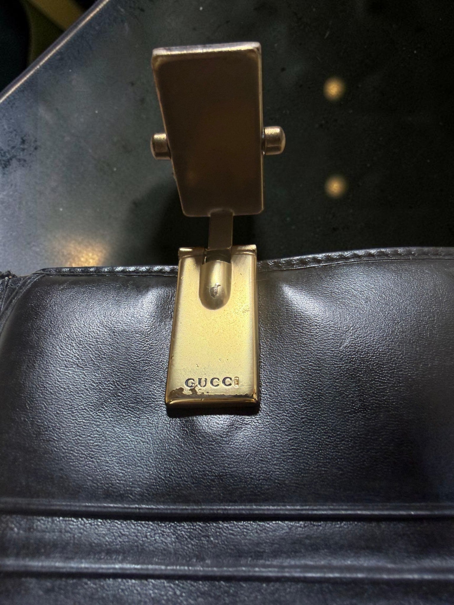 Rare Vintage Gucci GG Supreme Monogram Canvas Bifold Wallet with Wooden clasp