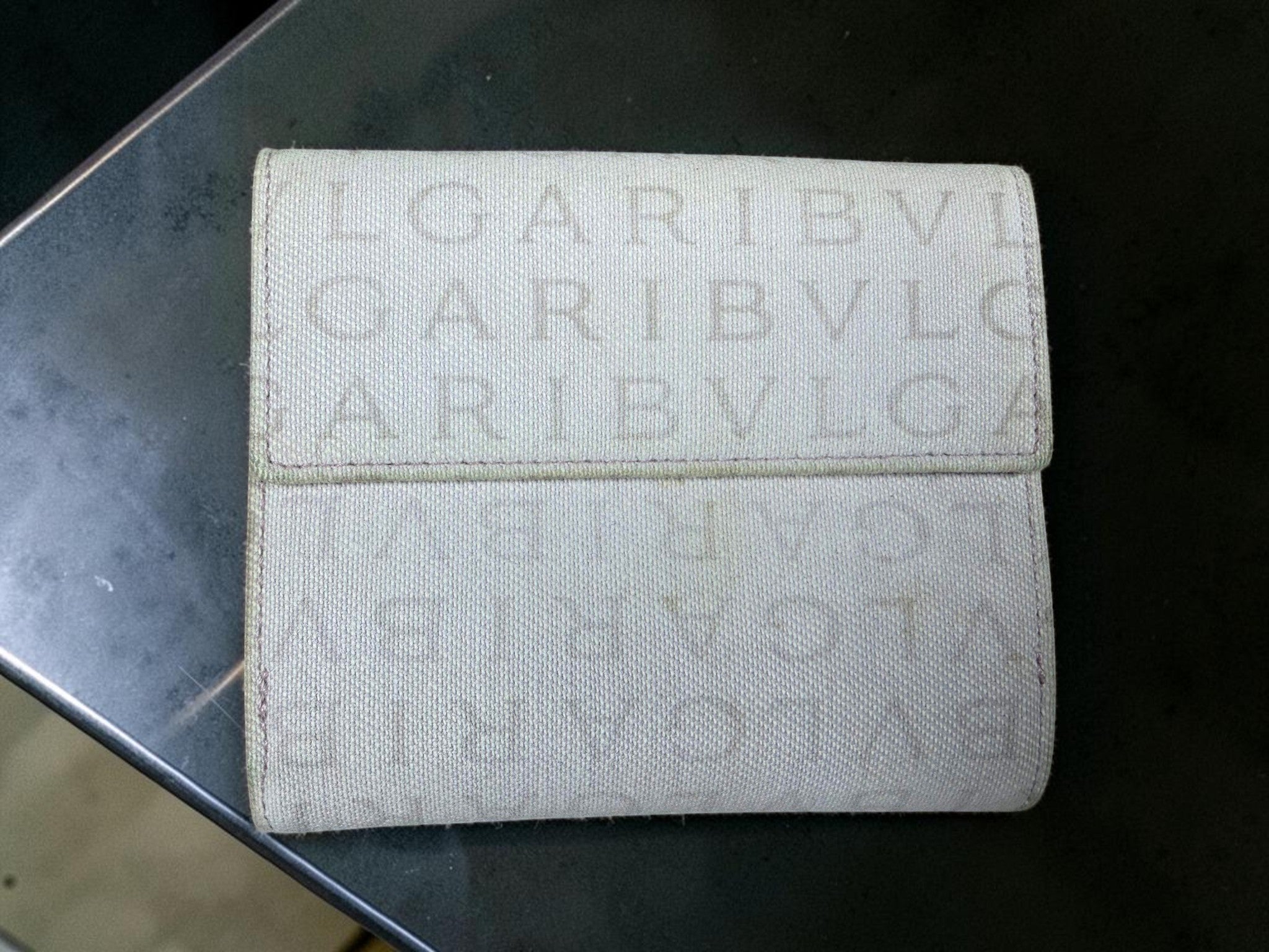 Bvlgari Logomania Compact Wallet – Mauve Canvas with Logo Button