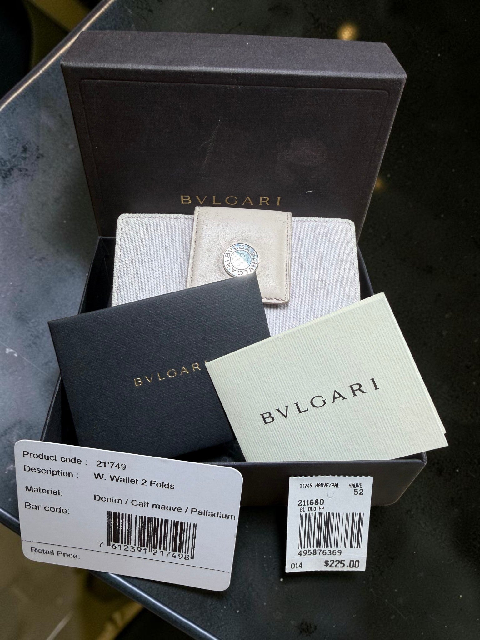 Bvlgari Logomania Compact Wallet – Mauve Canvas with Logo Button