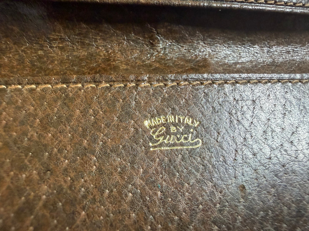 Vintage Gucci Brown Leather monogram canvas Wallet organiser G.Gucci Horsebit Clasp