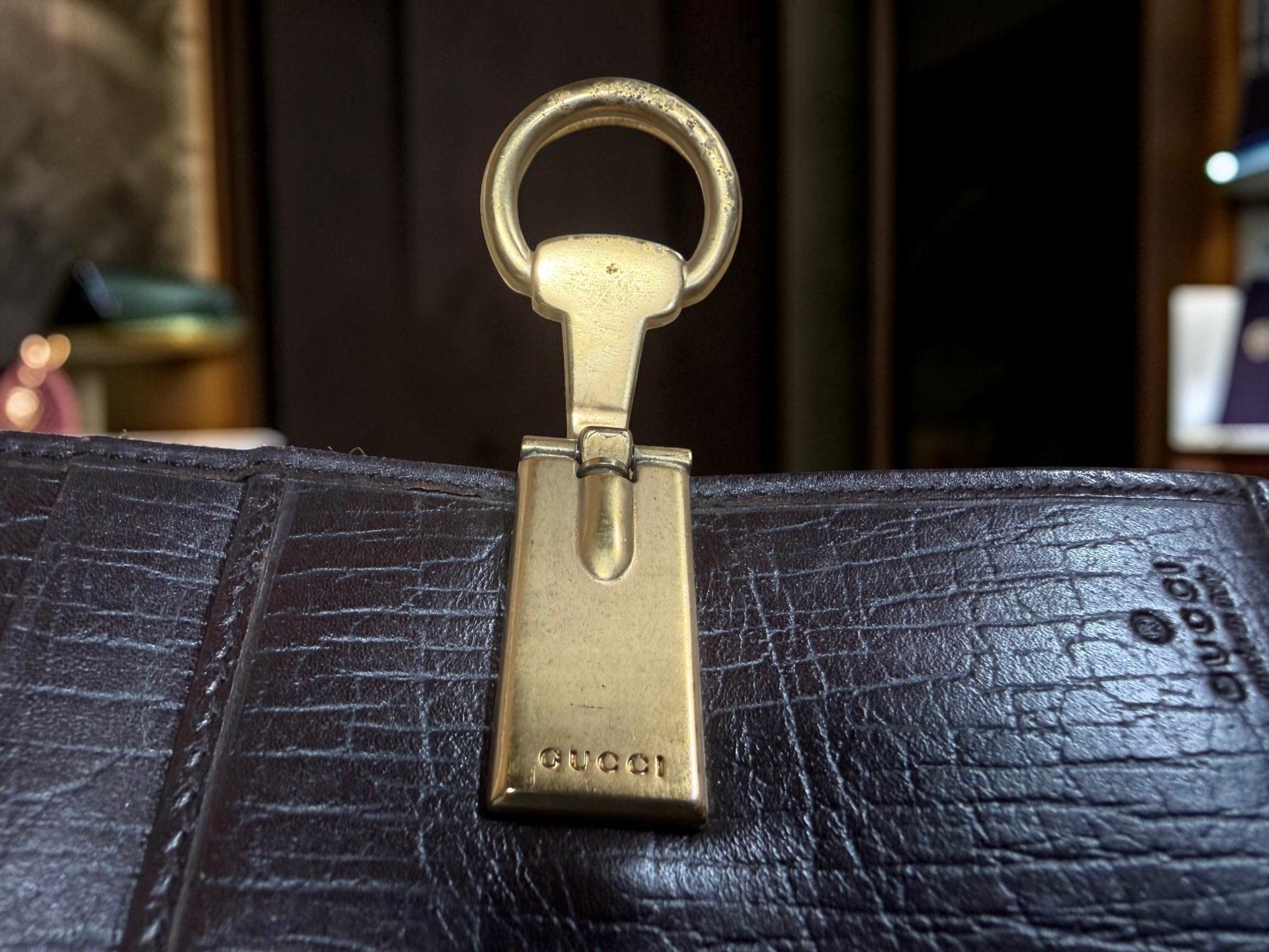 Vintage Gucci GG Supreme Horsebit Bifold Wallet – Beige Canvas with Brown Leather