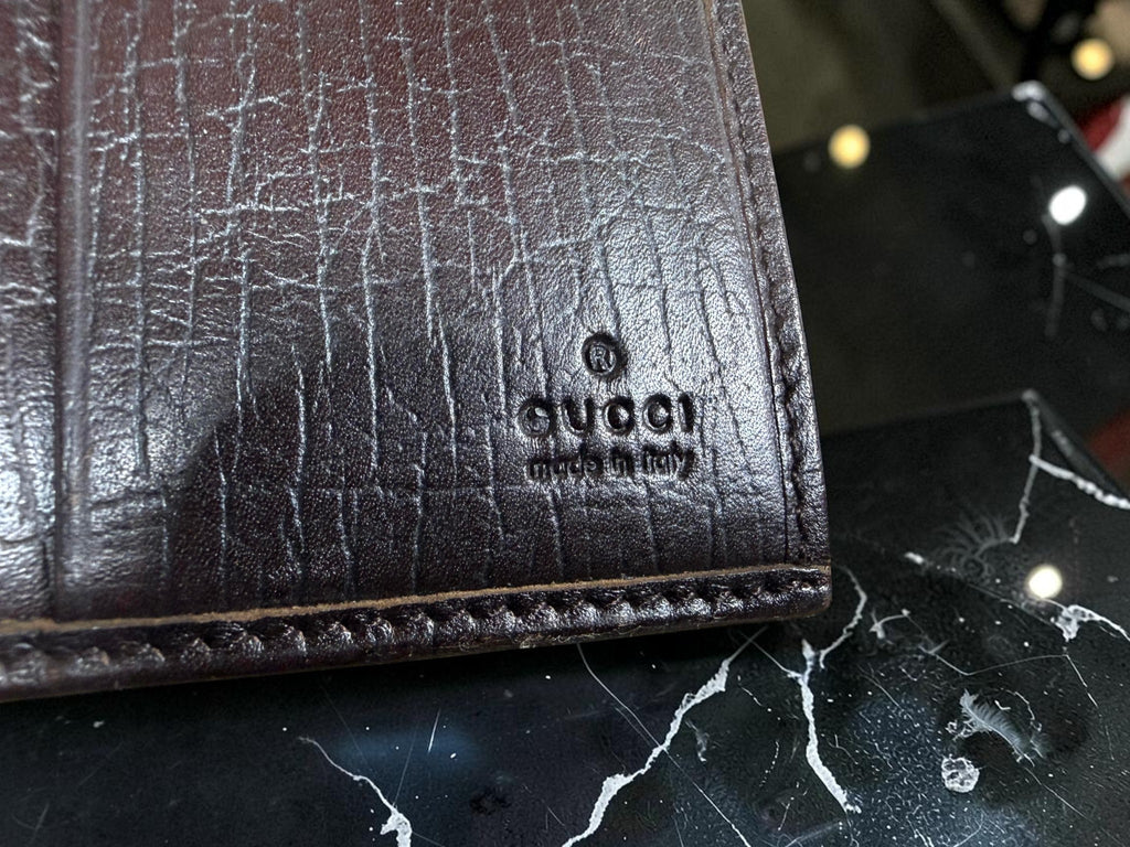 Vintage Gucci GG Supreme Horsebit Bifold Wallet – Beige Canvas with Brown Leather