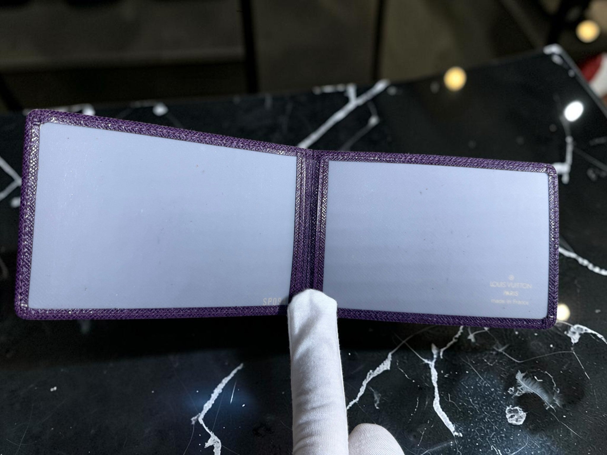 Louis Vuitton Taiga Leather Card / ID Holder in Cassis Purple