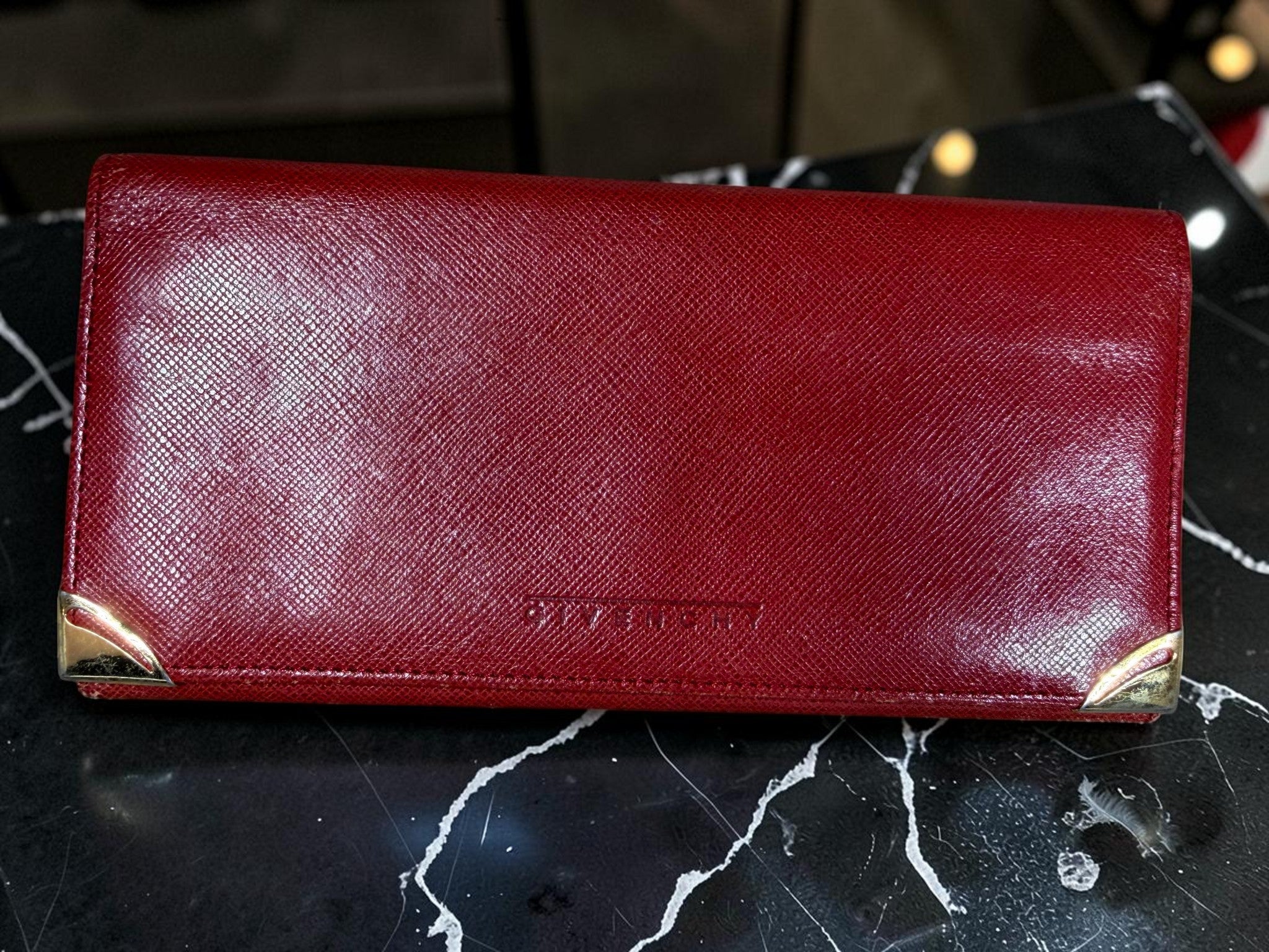 Givenchy Red Saffiano Leather bifold Wallet
