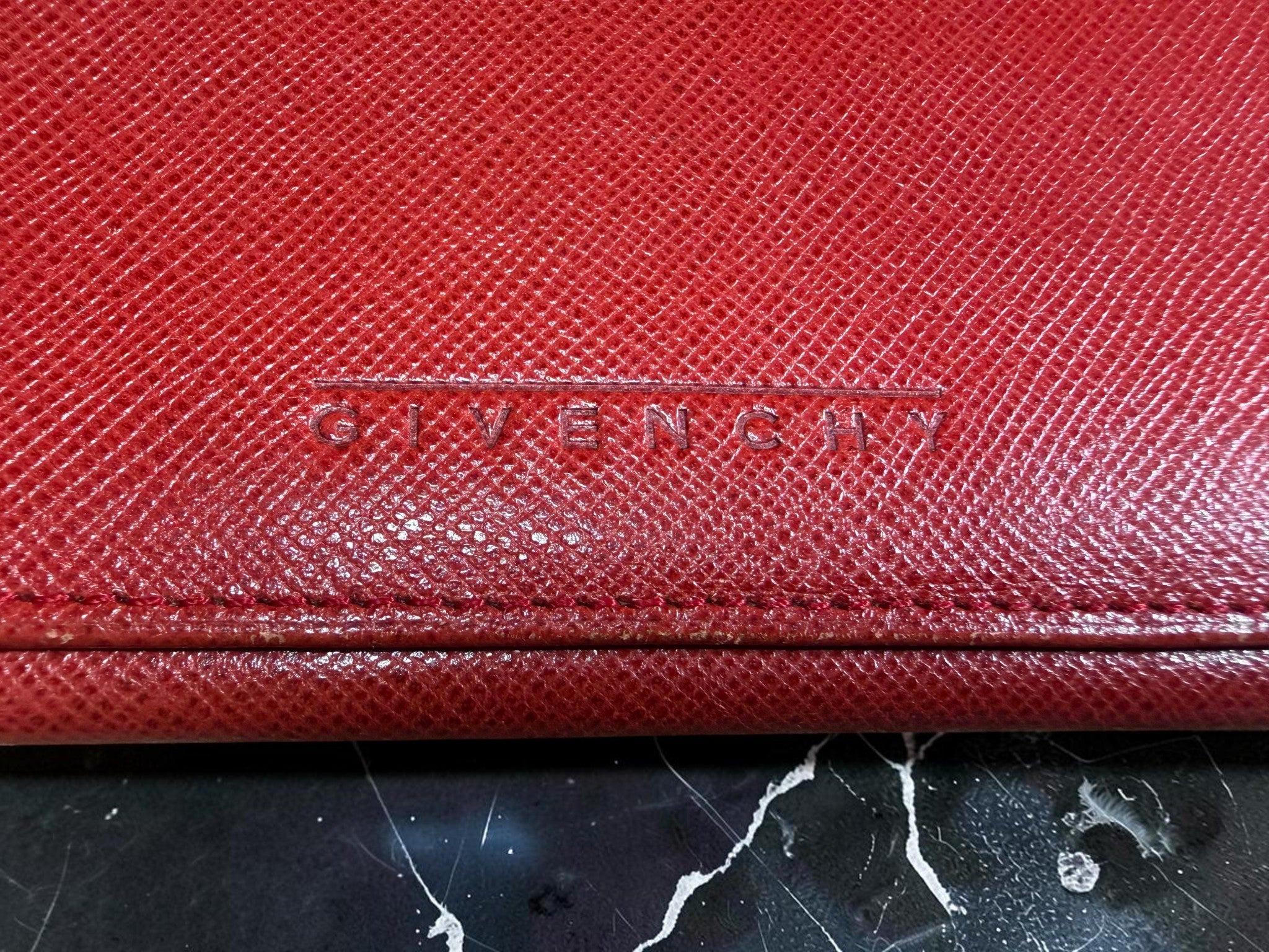 Givenchy Red Saffiano Leather bifold Wallet