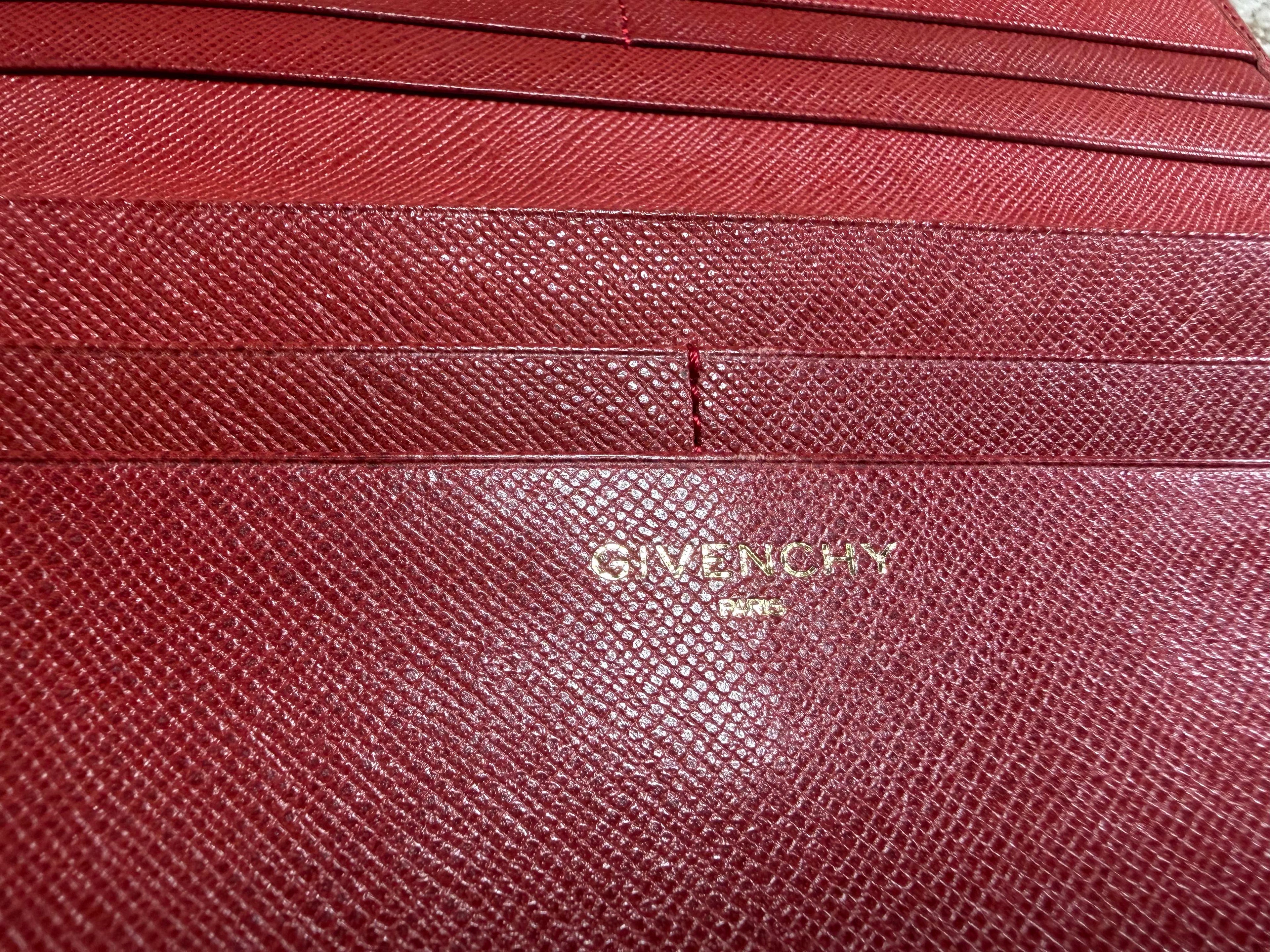 Givenchy Red Saffiano Leather bifold Wallet