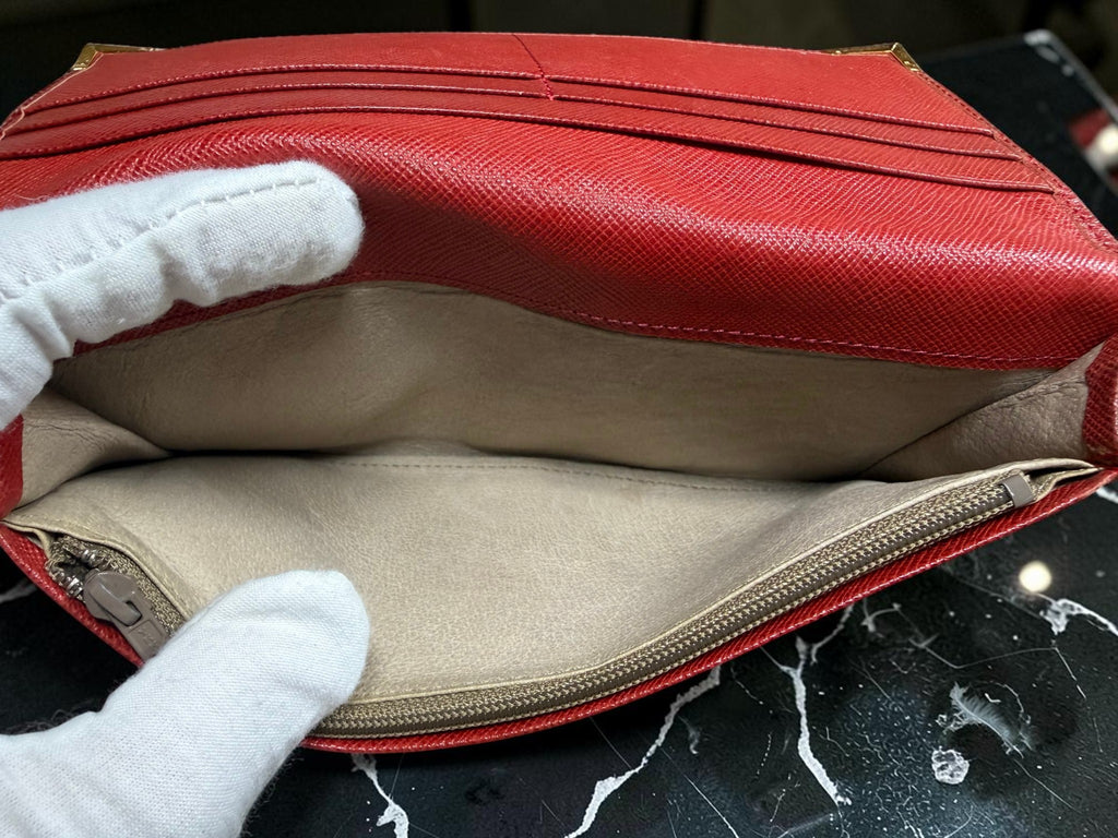Givenchy Red Saffiano Leather bifold Wallet