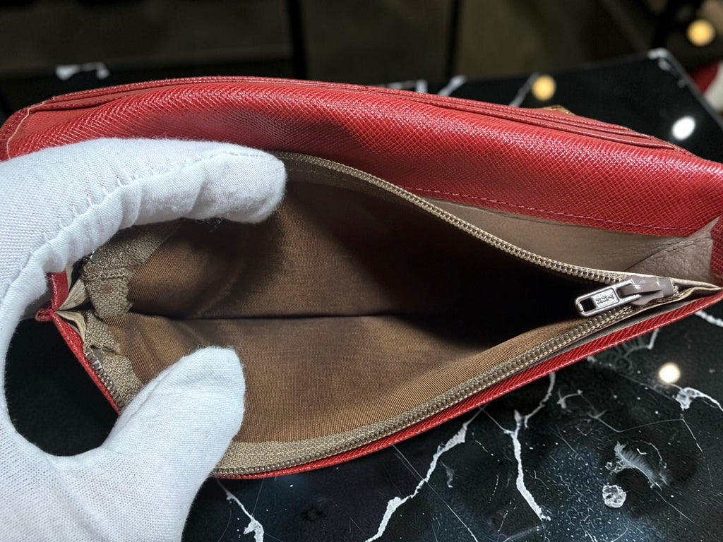 Givenchy Red Saffiano Leather bifold Wallet