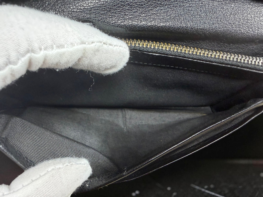 Bvlgari Logomania off white Canvas and Black Pebbled Leather Long Wallet