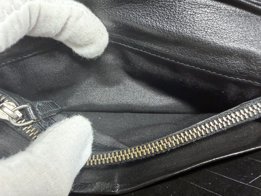 Bvlgari Logomania off white Canvas and Black Pebbled Leather Long Wallet