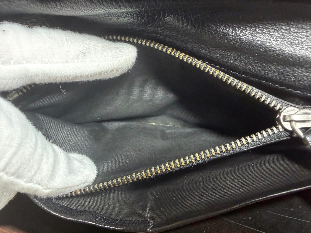 Bvlgari Logomania off white Canvas and Black Pebbled Leather Long Wallet