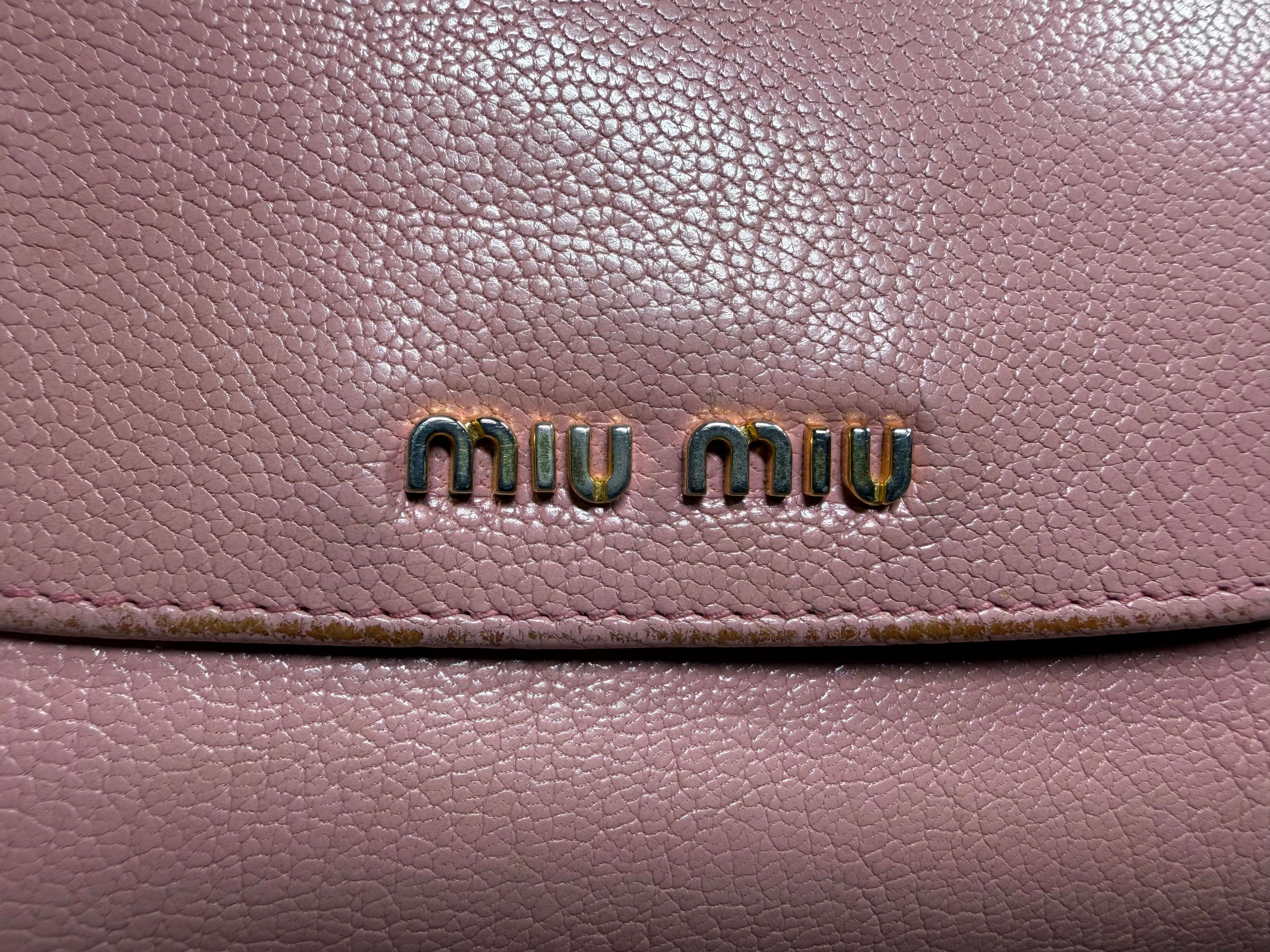 Miu Miu Pink Madras Leather Compact Wallet