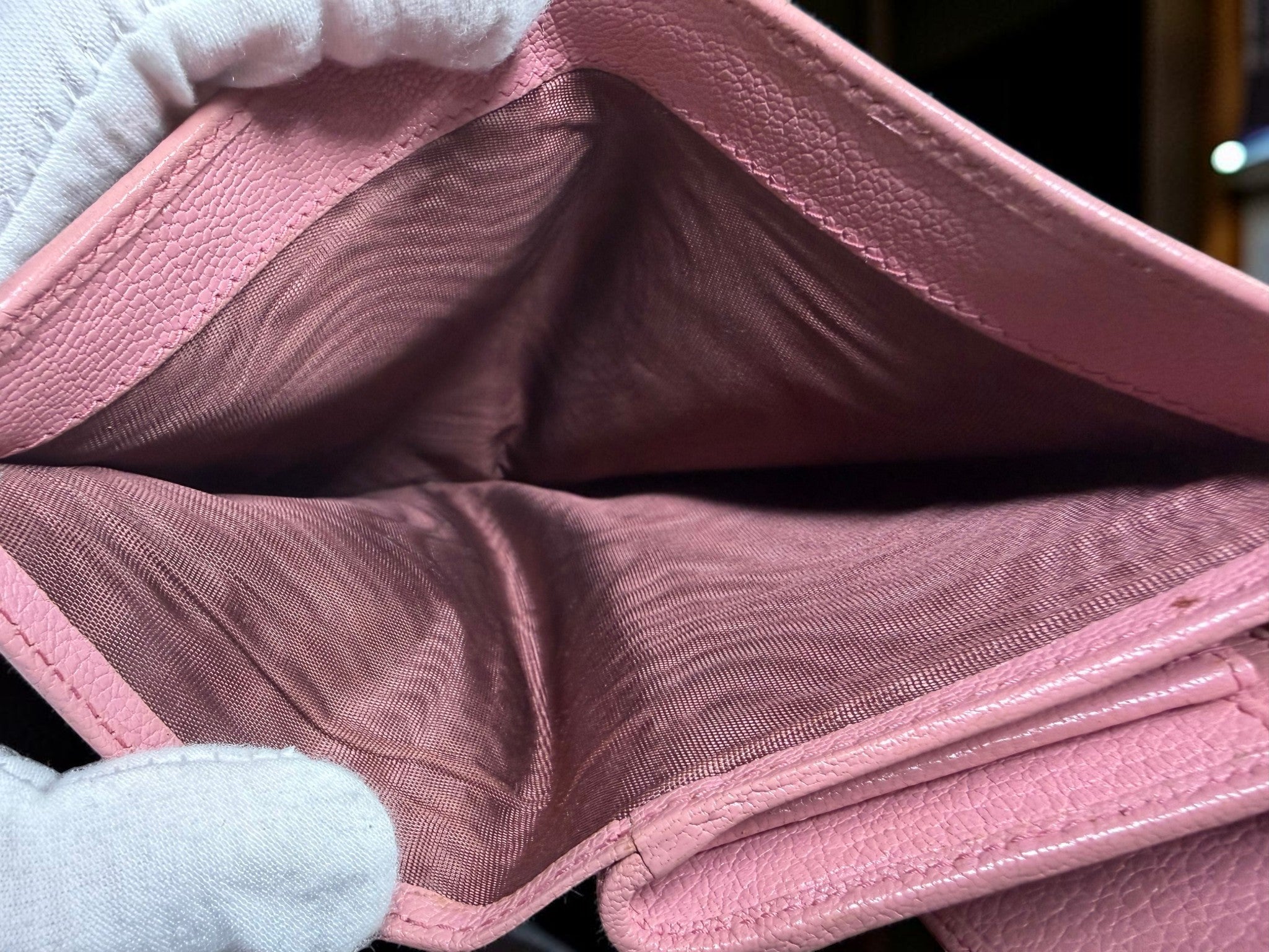 Miu Miu Pink Madras Leather Compact Wallet