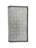 Bvlgari Logomania off white Canvas and Black Pebbled Leather Long Wallet