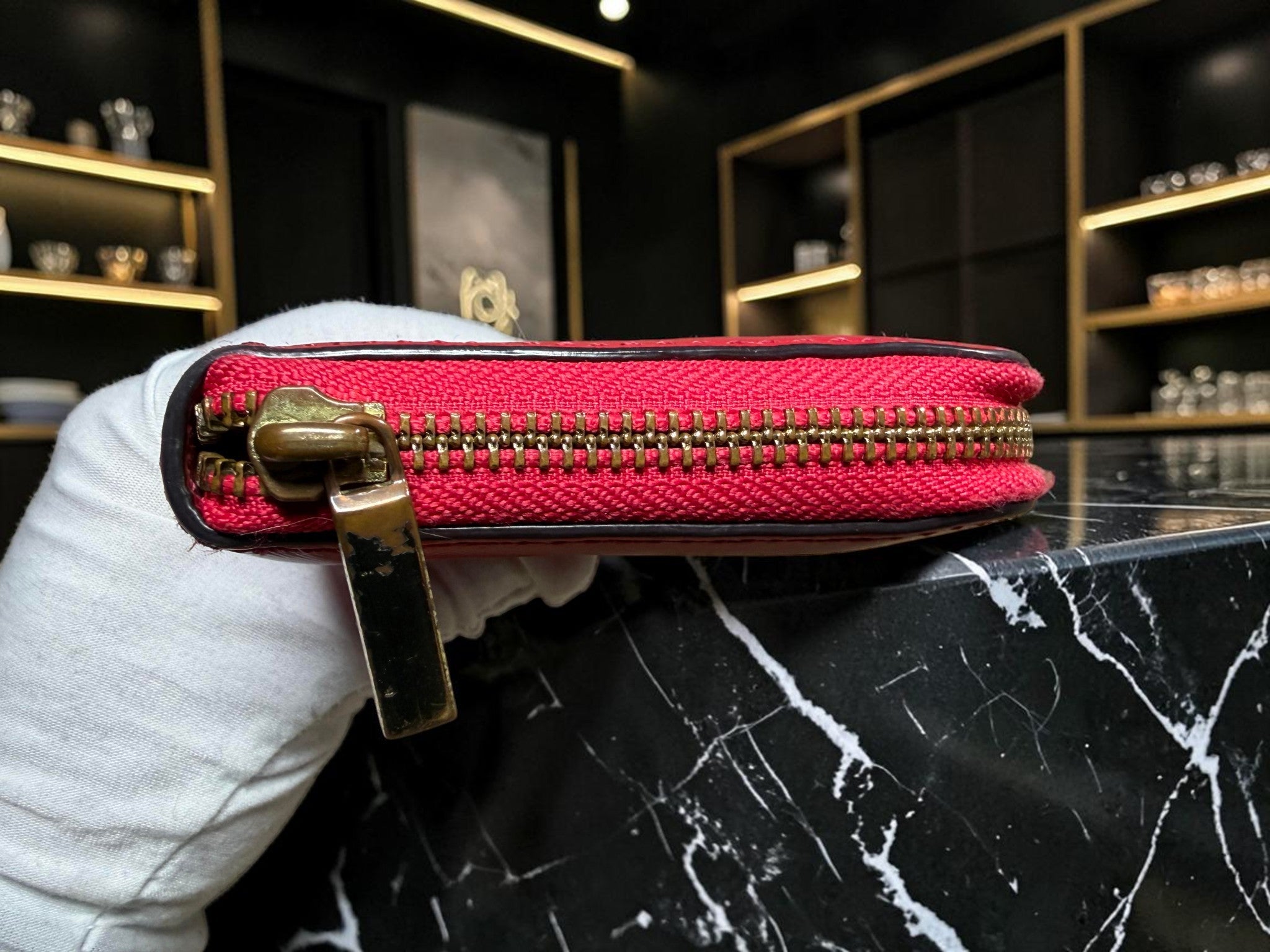 Tory Burch Red Leather Robinson Zip-Around Continental Wallet