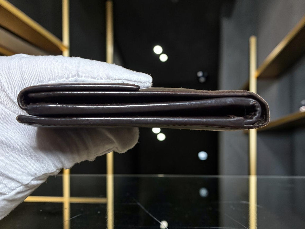 Vintage Loewe Compact Brown Leather Wallet with Tab Closure