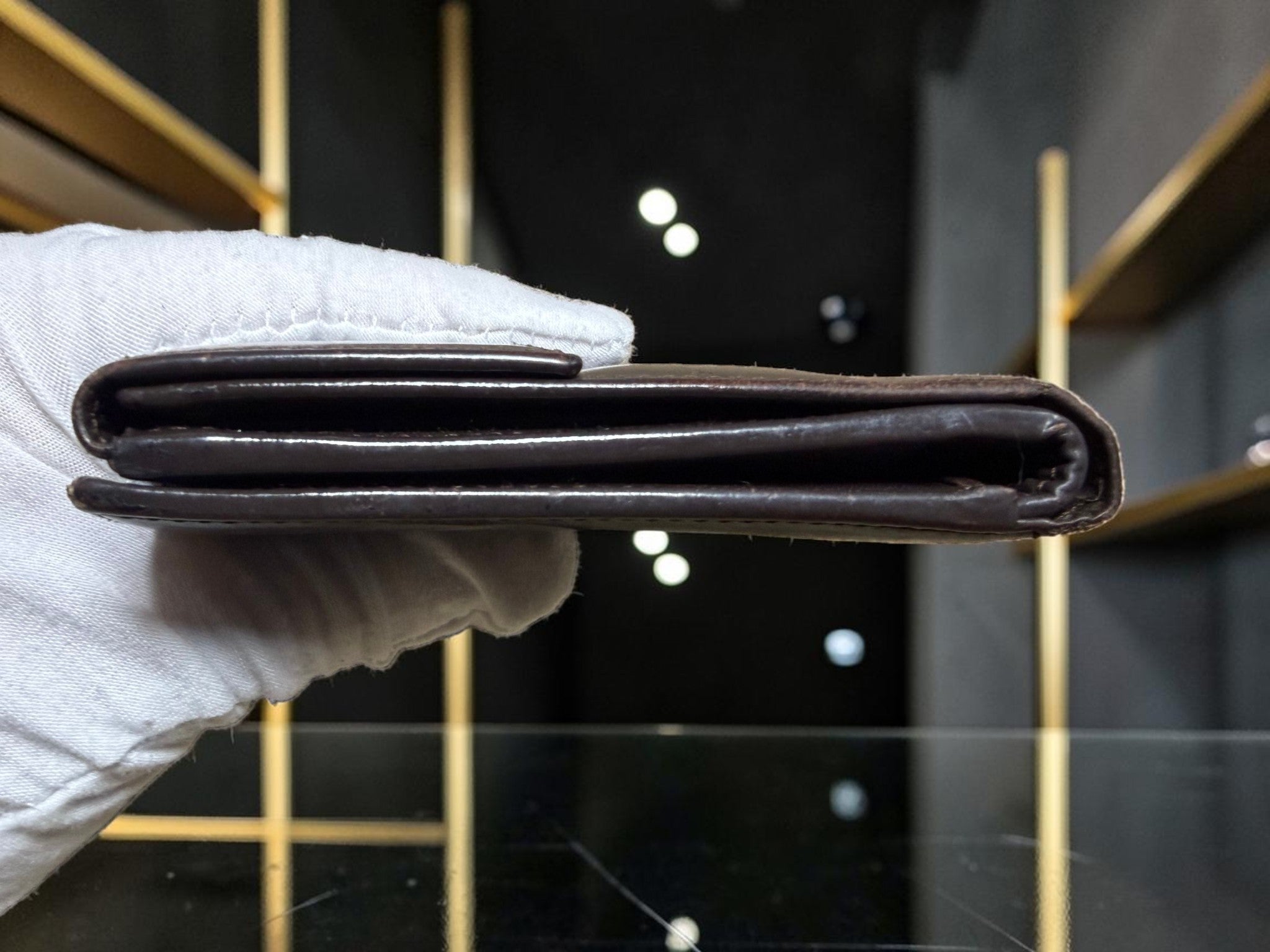 Vintage Loewe Compact Brown Leather Wallet with Tab Closure