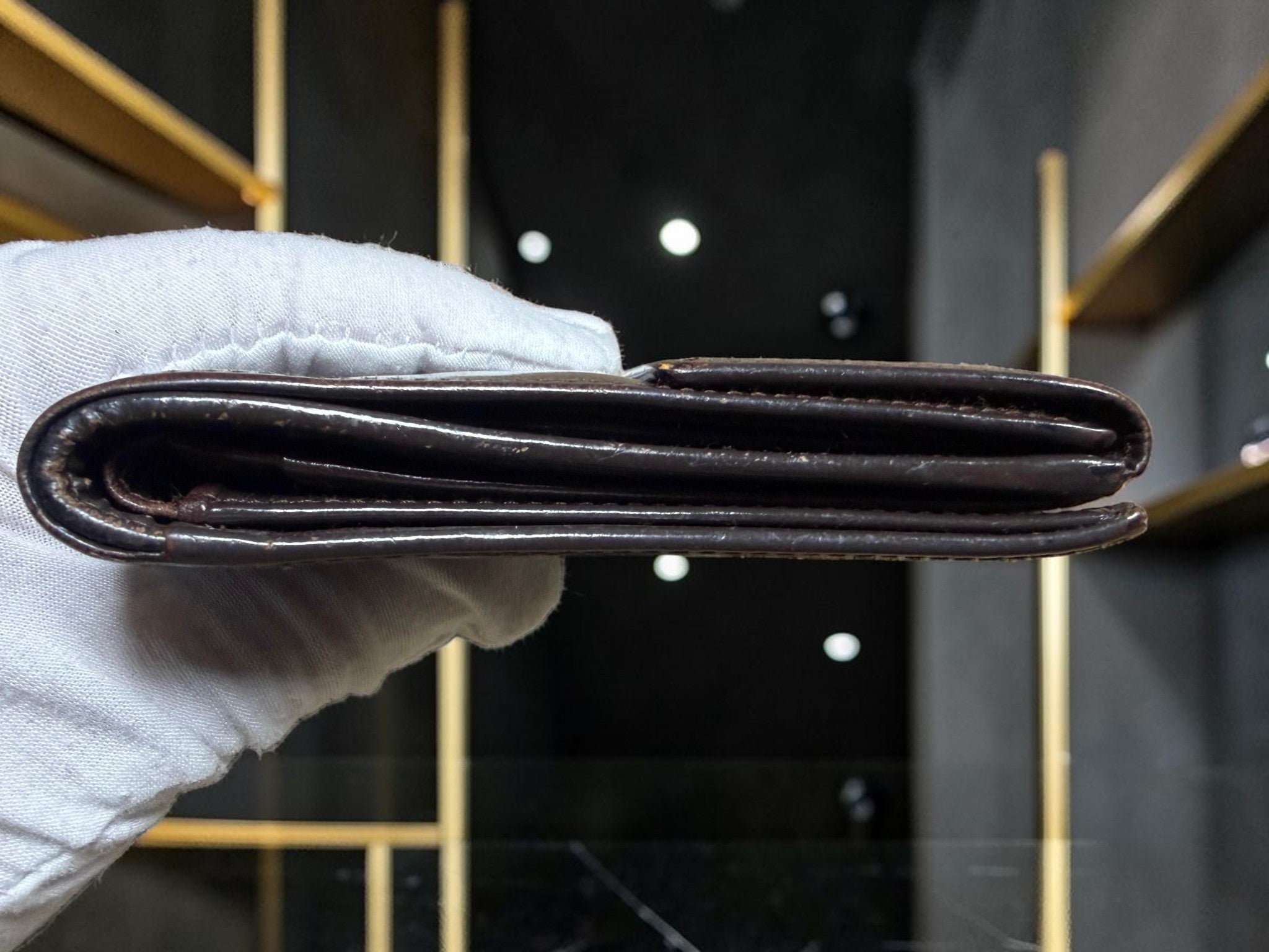 Vintage Loewe Compact Brown Leather Wallet with Tab Closure