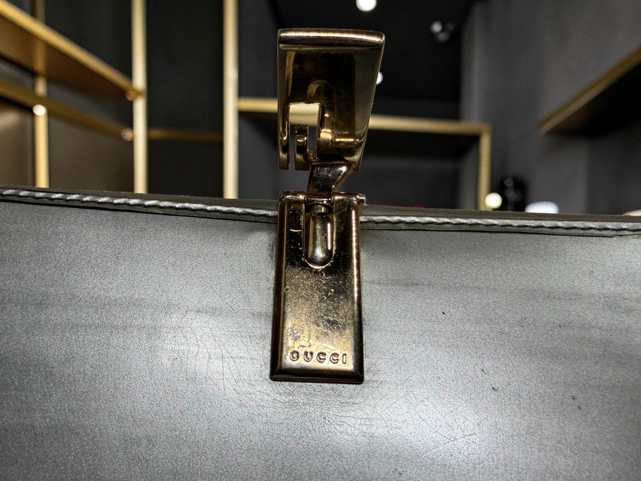 Vintage Gucci Metallic Silver Leather Long Wallet