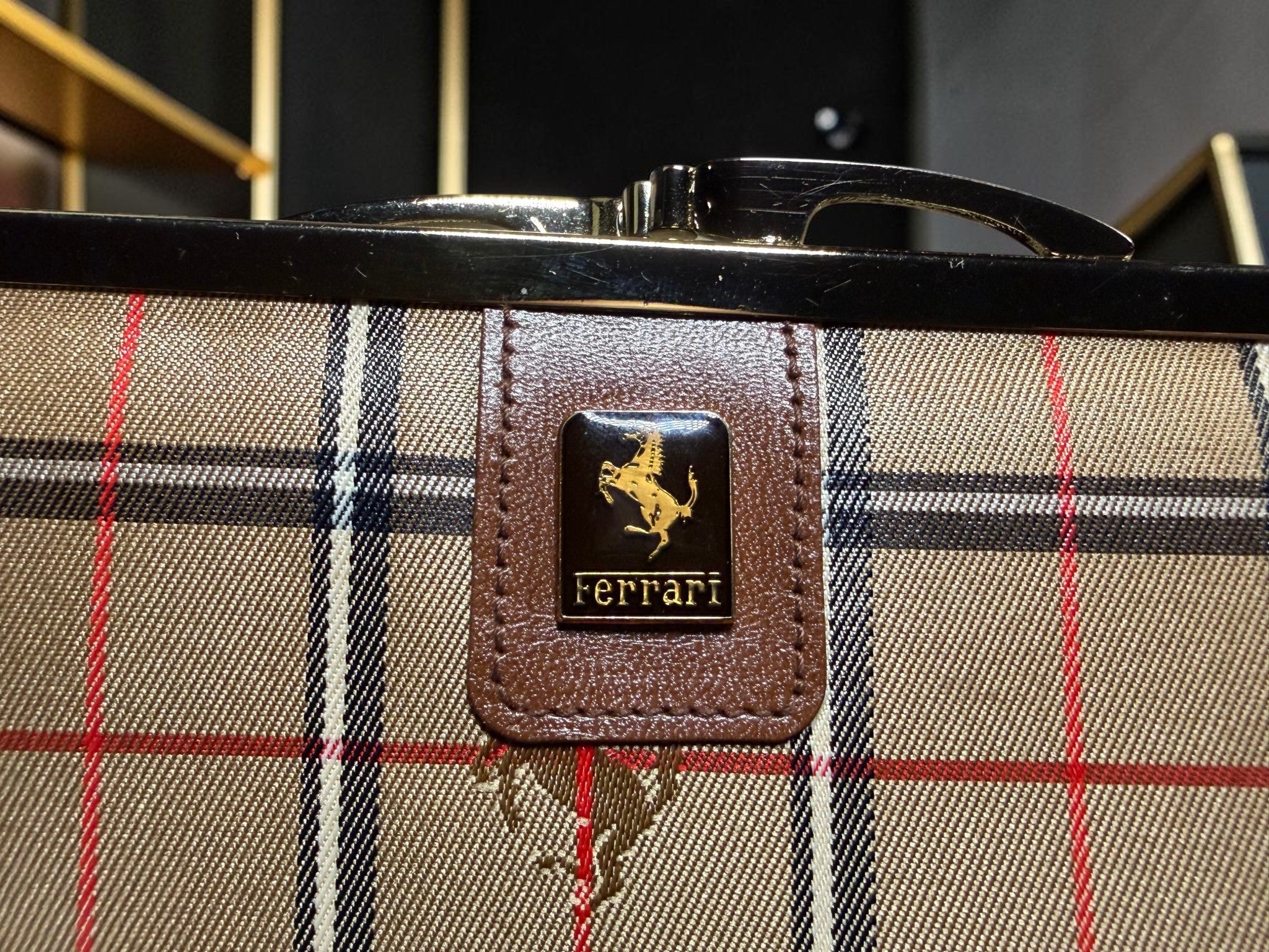 Rare Vintage Ferrari Long Wallet in House Check Canvas
