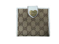 Gucci GG Canvas & White Leather Bifold Wallet with Heart Logo