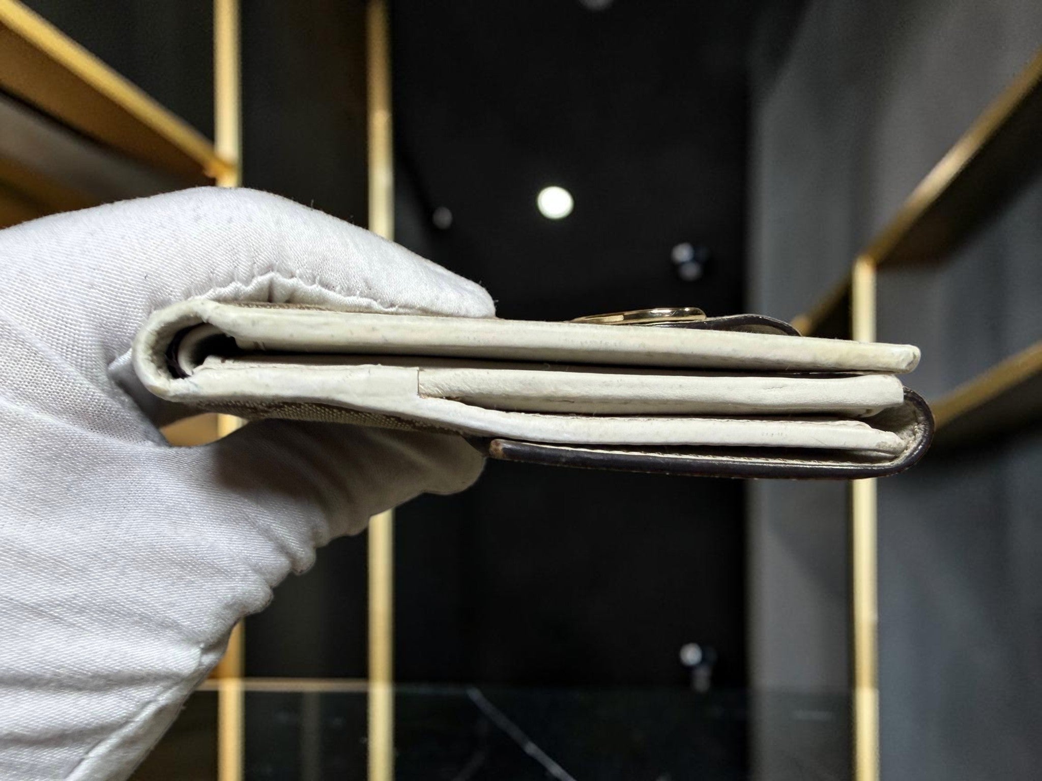 Gucci GG Canvas & White Leather Bifold Wallet with Heart Logo