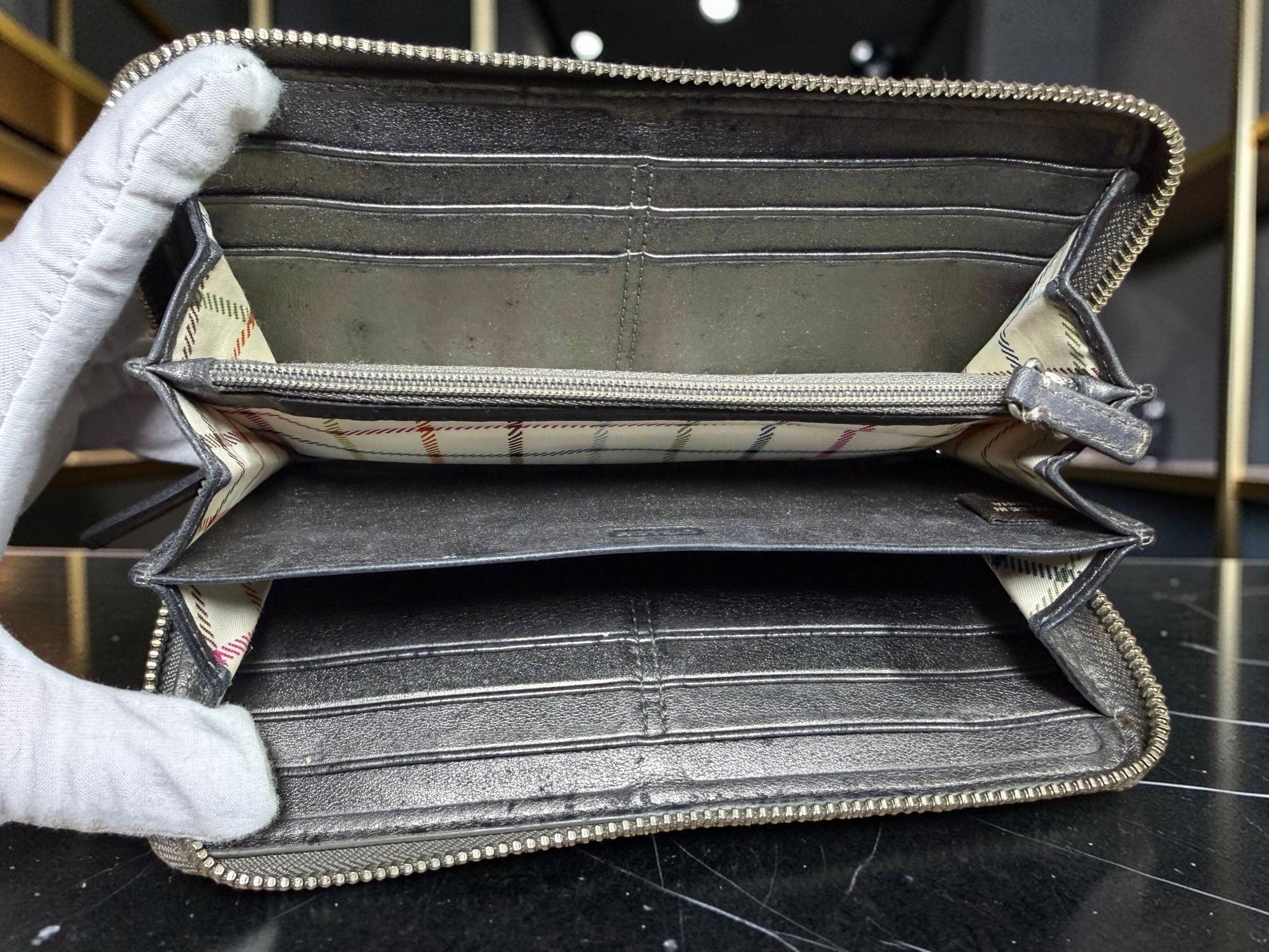 Coach Heritage Stripe Signature Long Wallet