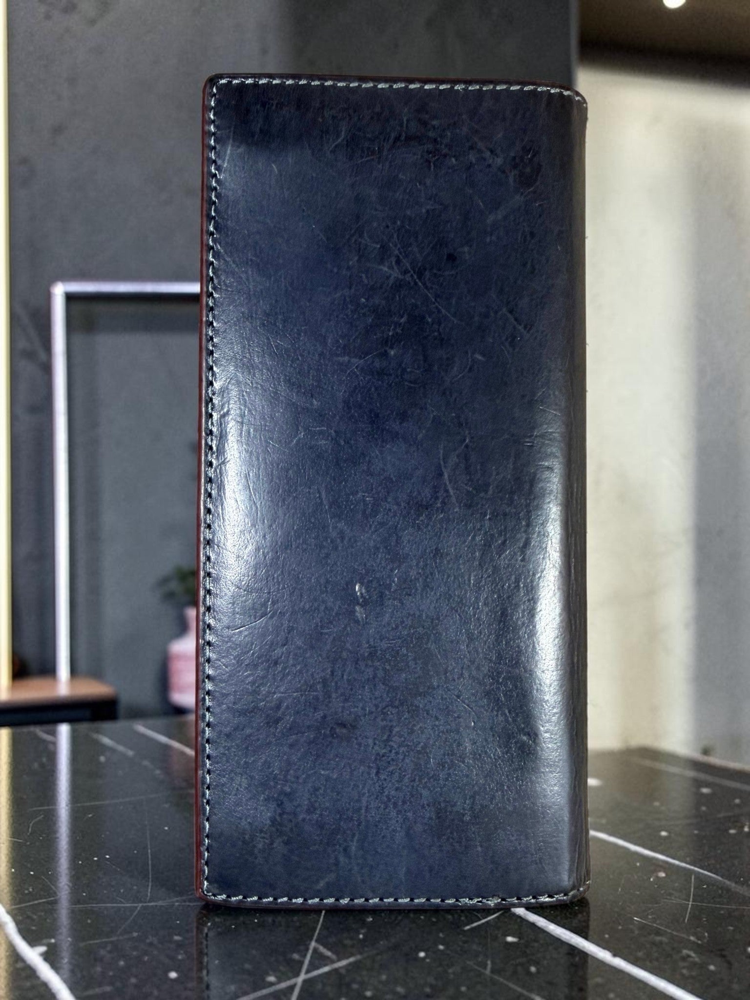 Coach Genuine Water Buffalo Leather Continental/Breast Wallet in Navy