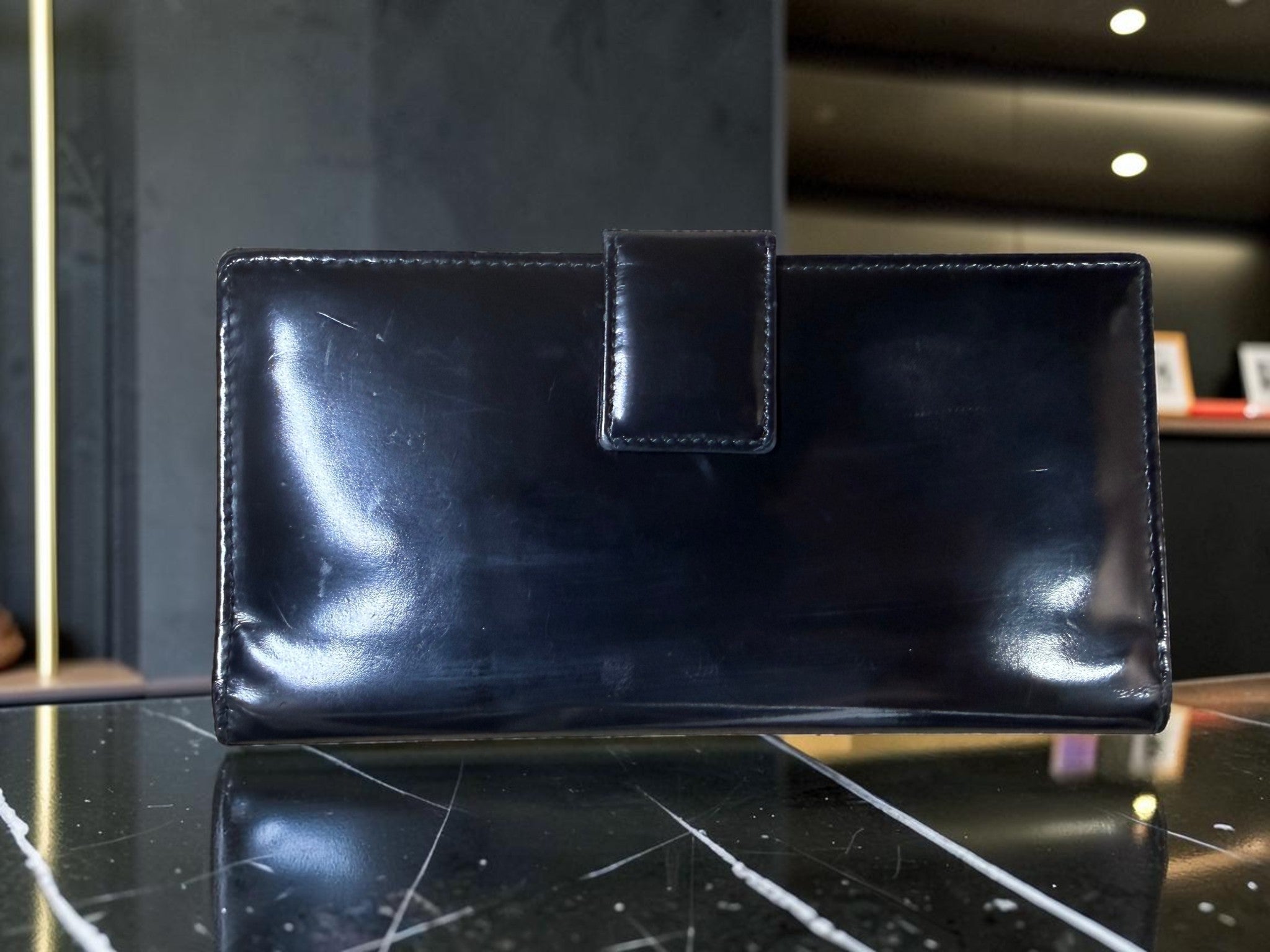 Gucci Black Patent Leather Continental Wallet