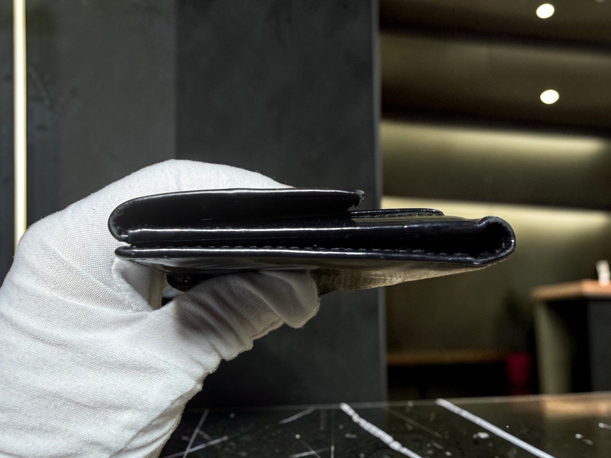 Gucci Black Patent Leather Continental Wallet