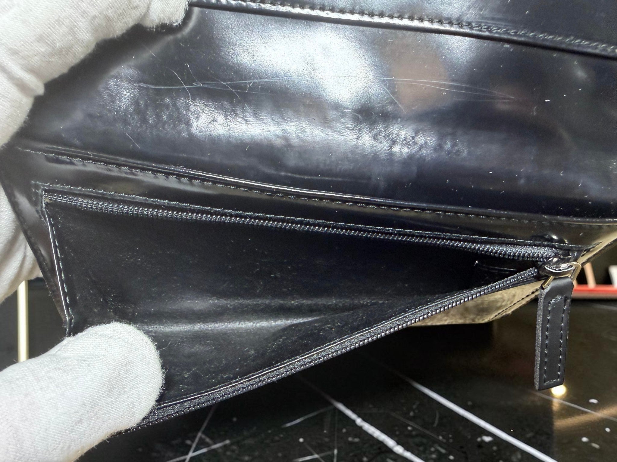 Gucci Black Patent Leather Continental Wallet