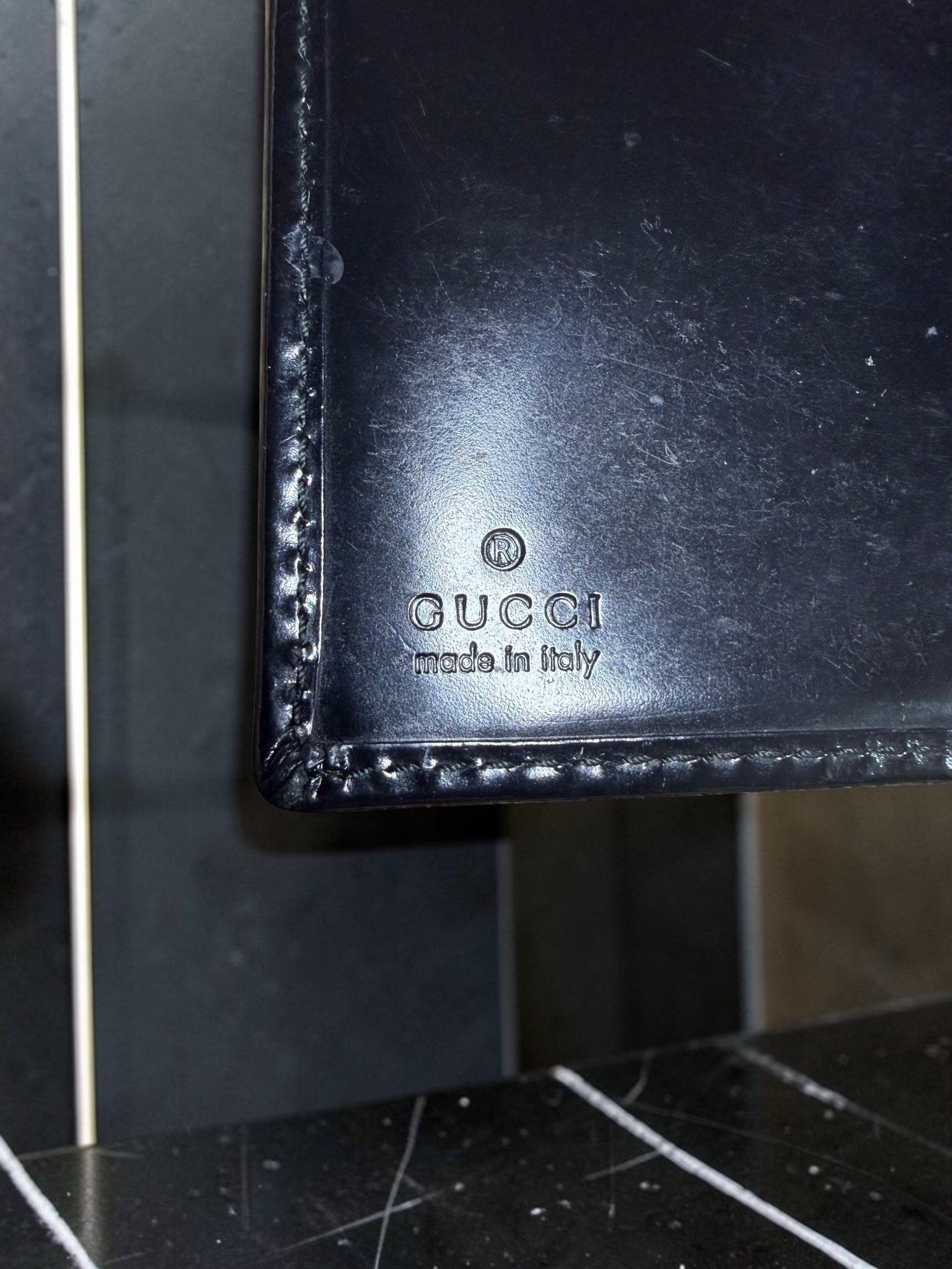 Gucci Black Patent Leather Continental Wallet