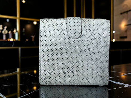 Bottega Veneta Grey Intrecciato Leather Flower Wallet