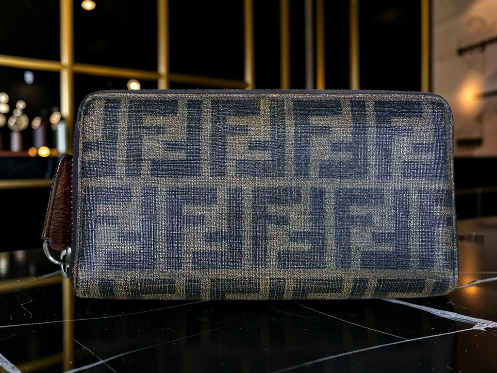Fendi Zucca Canvas Zip-Around Continental Wallet