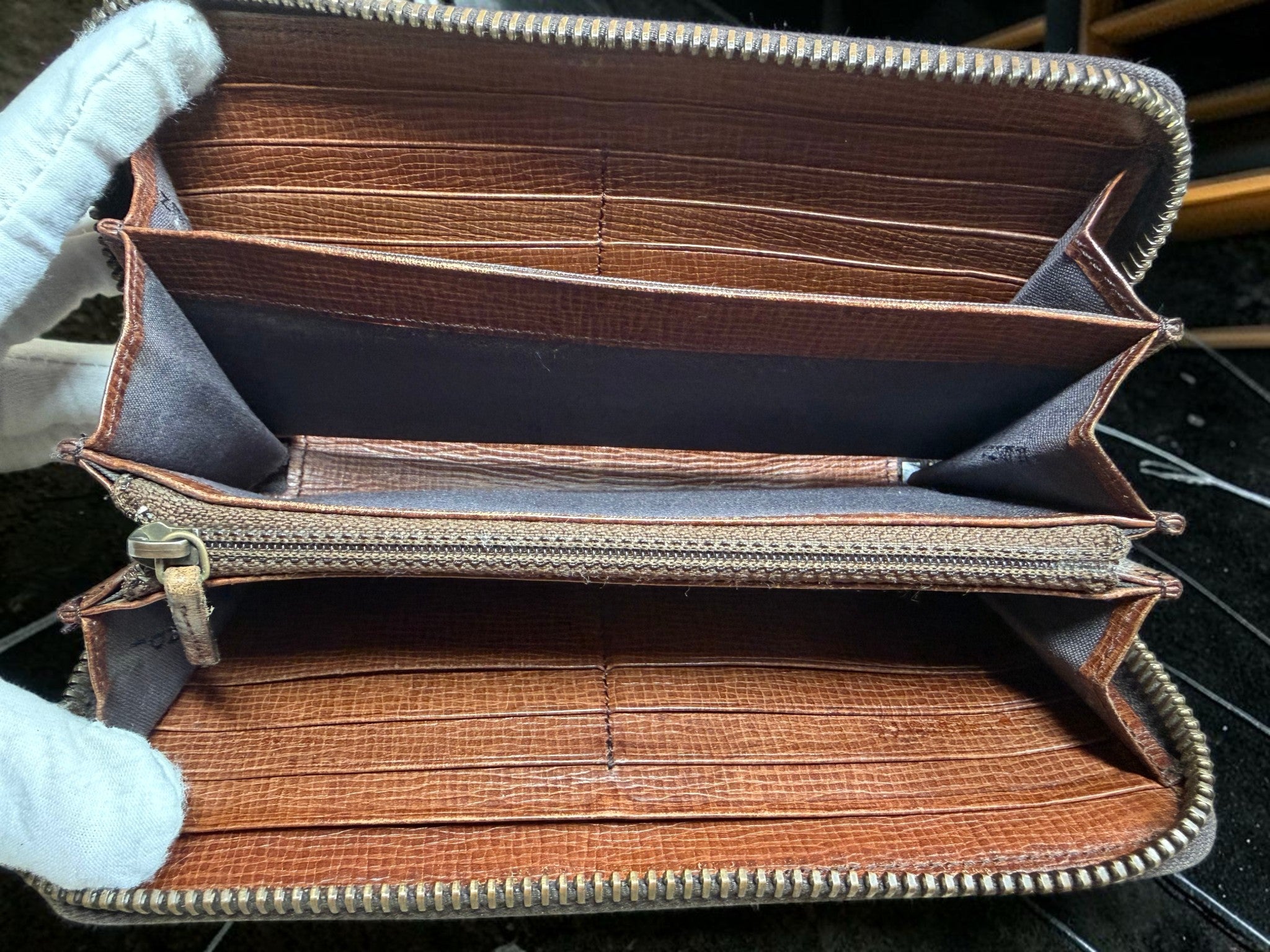 Fendi Zucca Canvas Zip-Around Continental Wallet