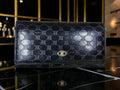 Vintage Celine Triomphe Monogram Black Leather Kiss-Lock Continental Wallet