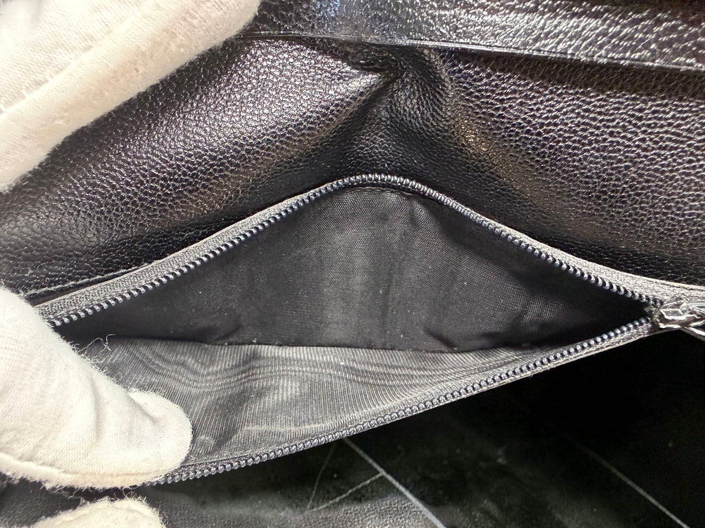 Vintage Celine Triomphe Monogram Black Leather Kiss-Lock Continental Wallet