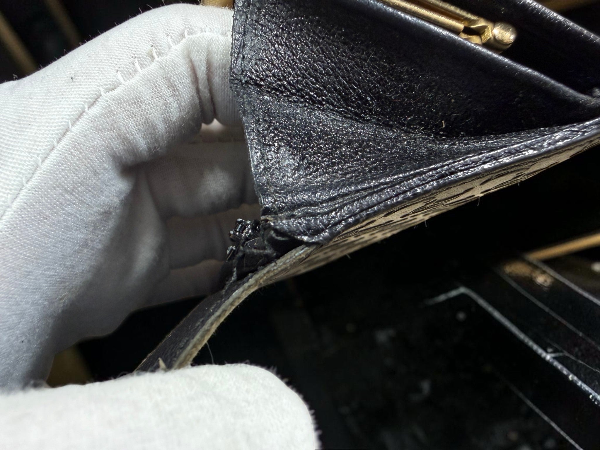 Vintage Celine Triomphe Monogram Black Leather Kiss-Lock Continental Wallet