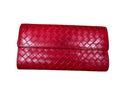 Bottega Veneta Intrecciato Red Leather Continental Wallet purse