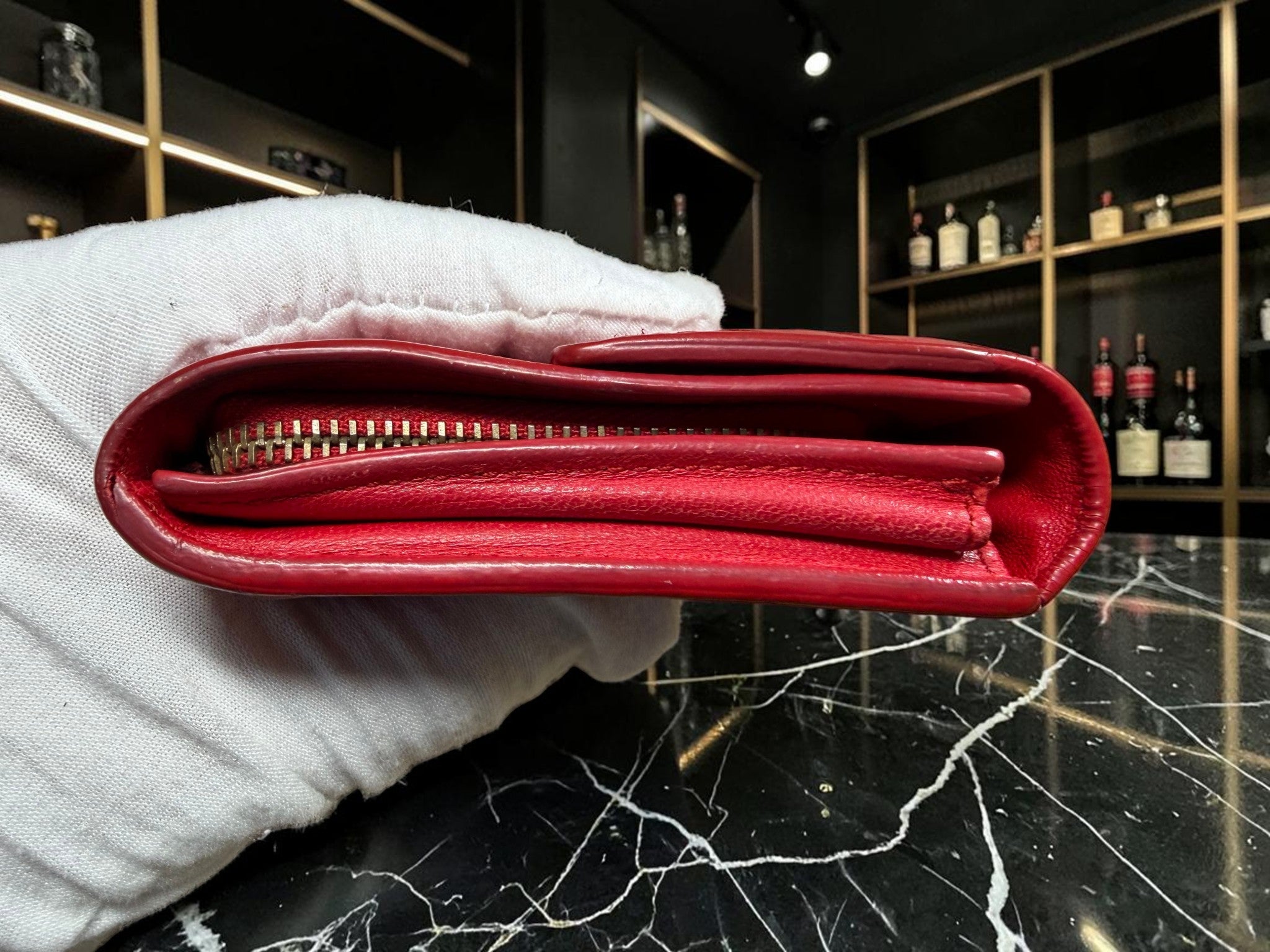 Bottega Veneta Intrecciato Red Leather Continental Wallet purse