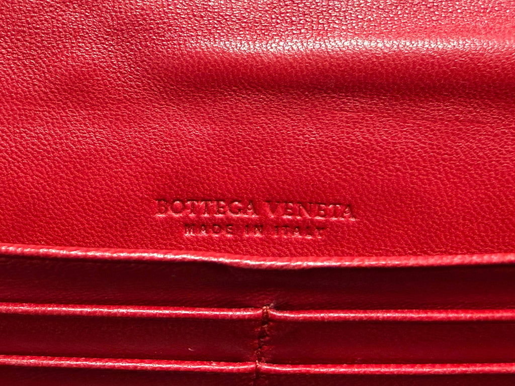 Bottega Veneta Intrecciato Red Leather Continental Wallet purse