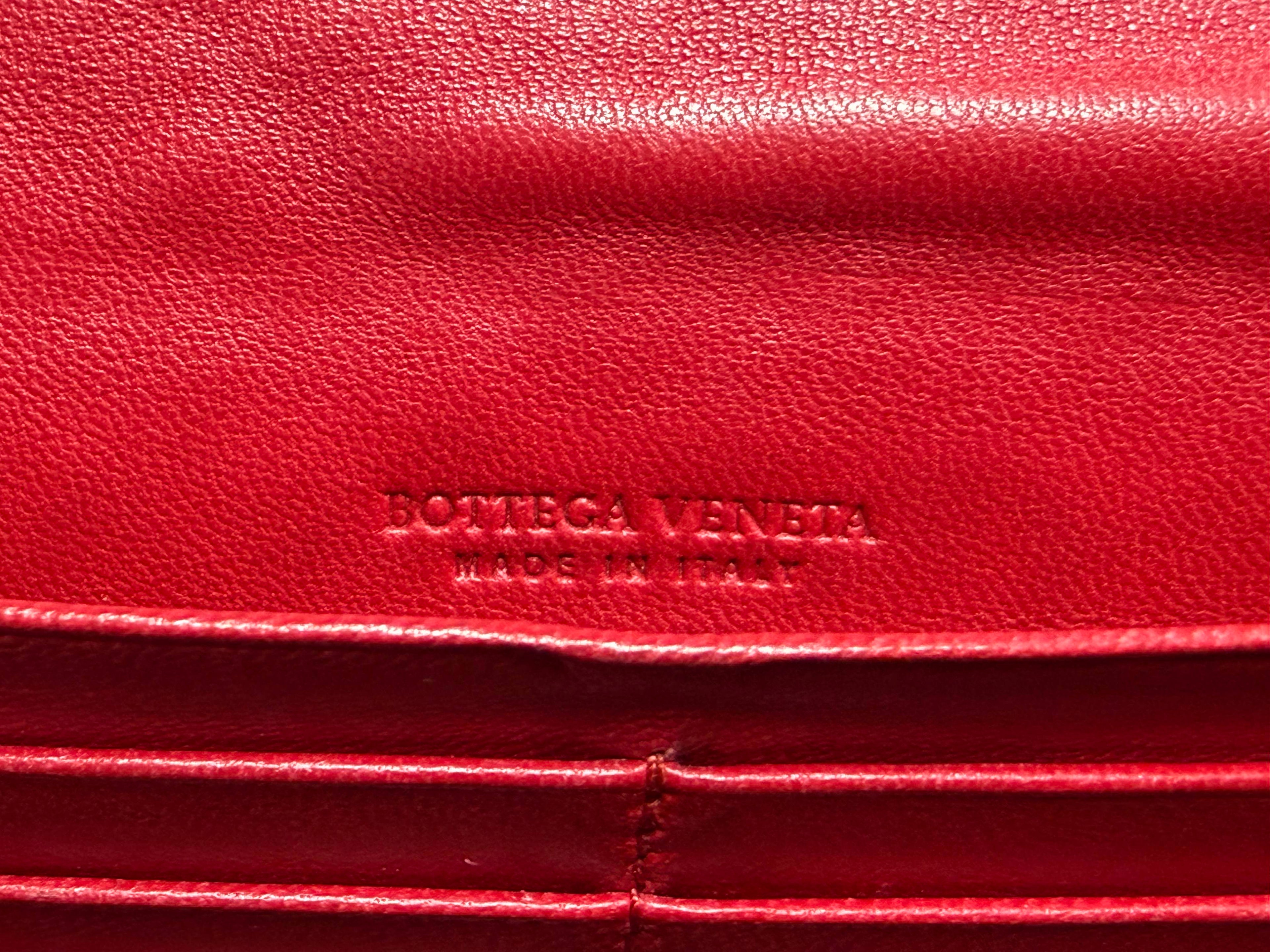 Bottega Veneta Intrecciato Red Leather Continental Wallet