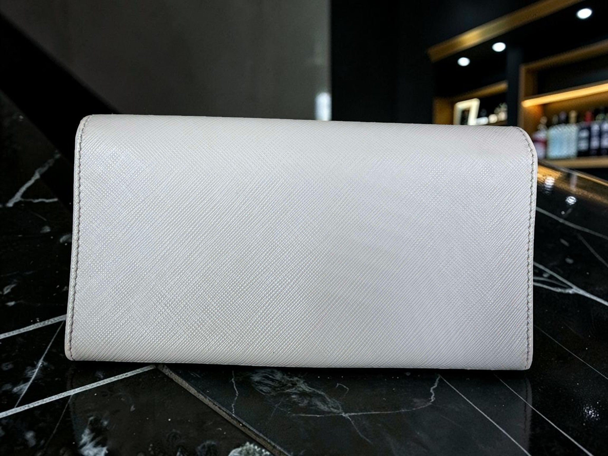 Salvatore Ferragamo Gancini Light Pink Saffiano Continental Trifold Wallet