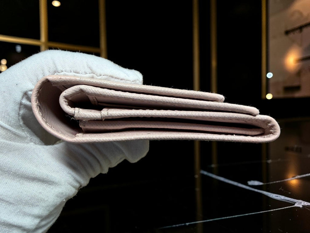 Salvatore Ferragamo Gancini Light Pink Saffiano Continental Trifold Wallet