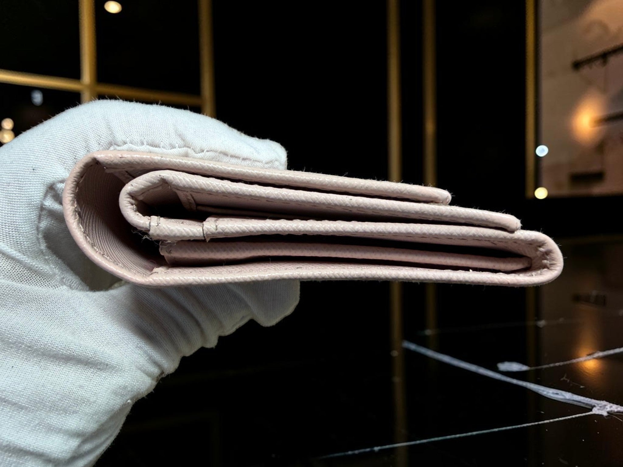 Salvatore Ferragamo Gancini Light Pink Saffiano Continental Trifold Wallet