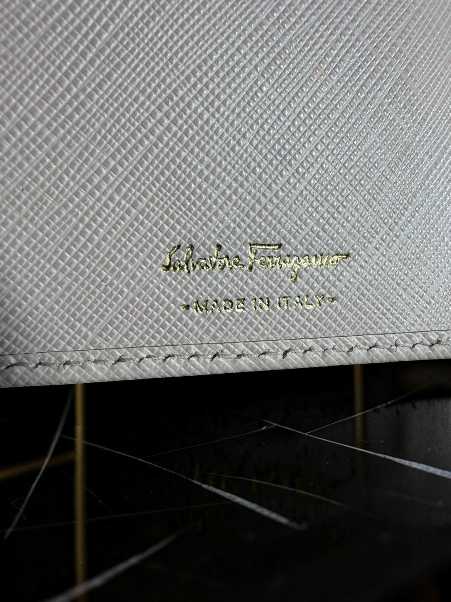 Salvatore Ferragamo Gancini Light Pink Saffiano Continental Trifold Wallet